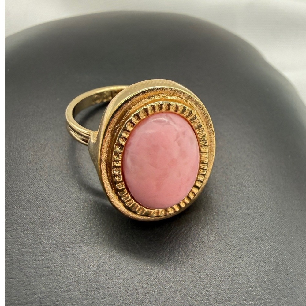 Vintage Sarah Coventry Pink Faux‎ Opalite Marble Adjustable Cocktail Ring